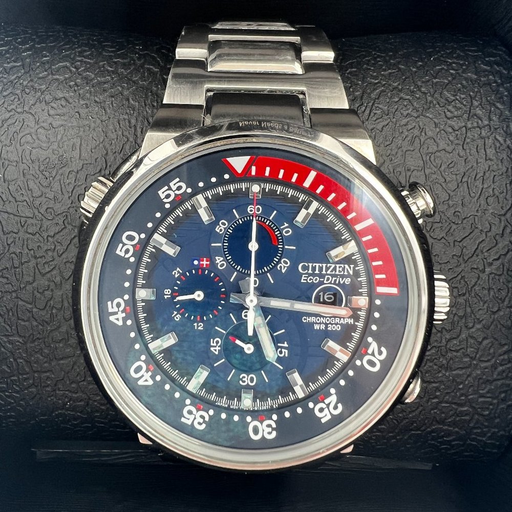 Citizen Men's CA0440-51L Chronograph Blue Dial Stainless Steel 200m Watch